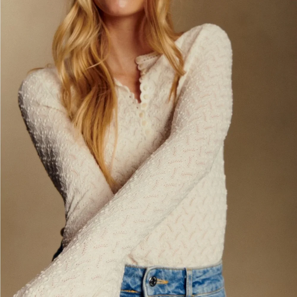 NWOT sezane alexa jumper ecru size small - Picture 14 of 16